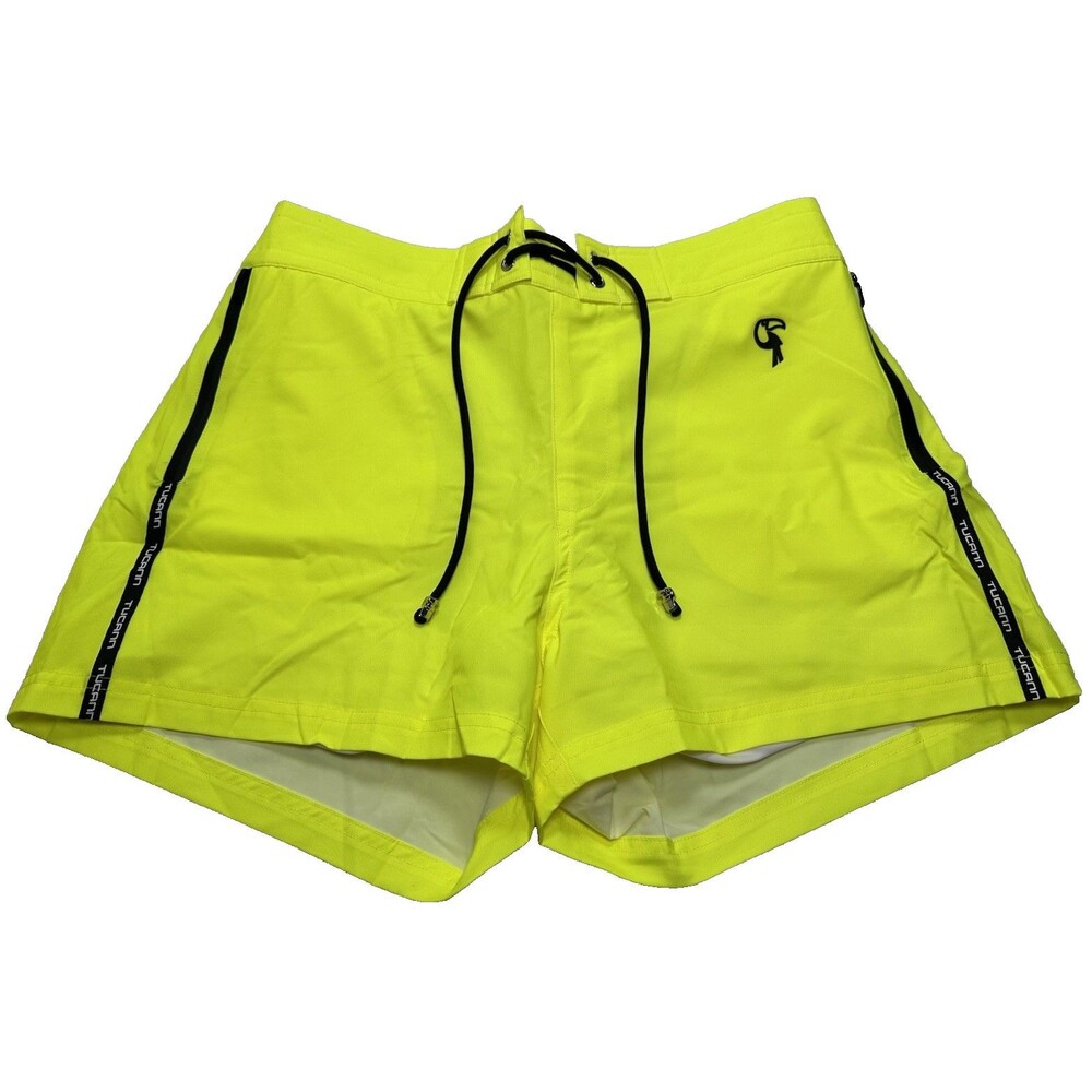 Men's Tucann Signature Swim Trunks 3" Size Large Neon Yellow
